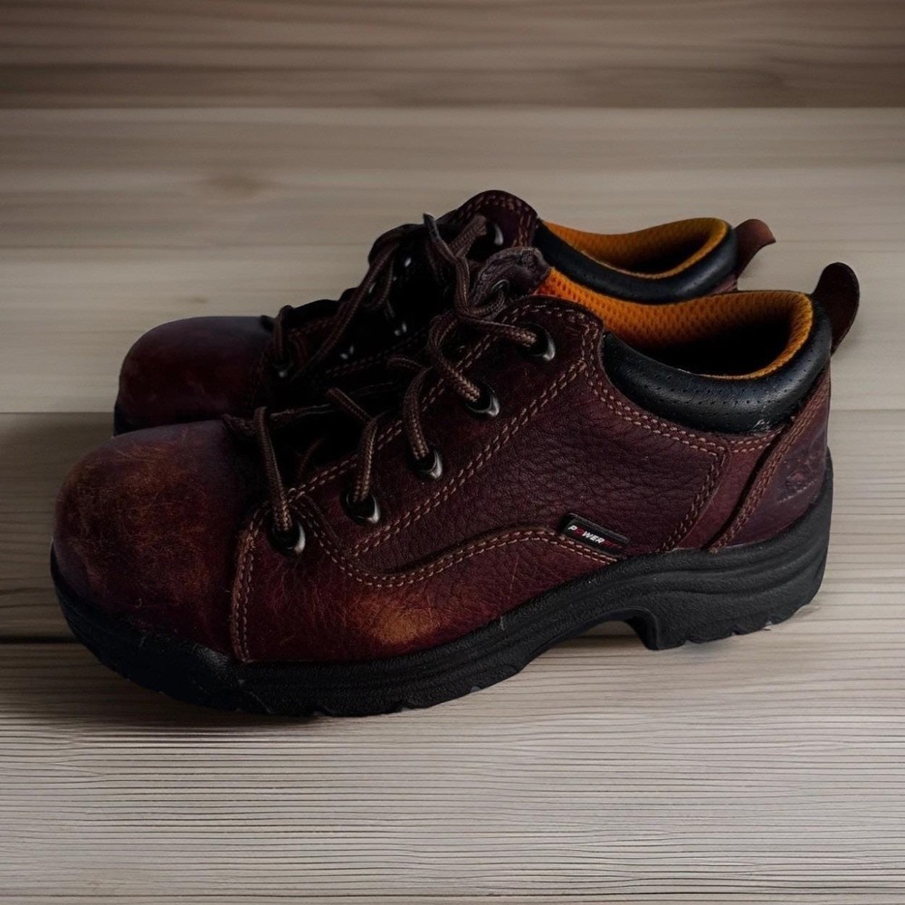Y2K Timberland PRO Powerfit‎ Jamey Leather Work Shoes Women's 6M Brown steel toe